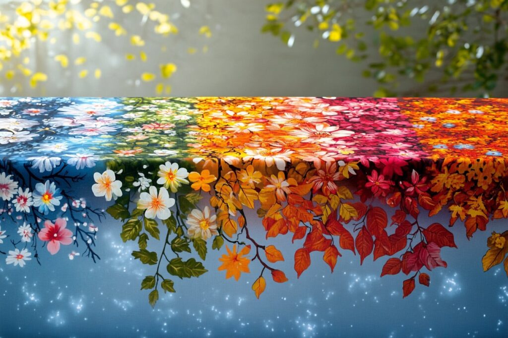 Toile cirée pour les saisons : printemps, été, automne, hiver