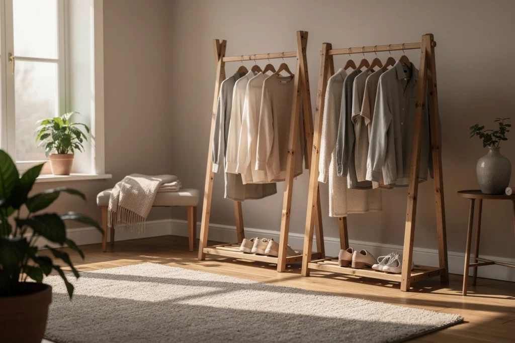 Comment optimiser le rangement de votre maison grâce aux portants en bois