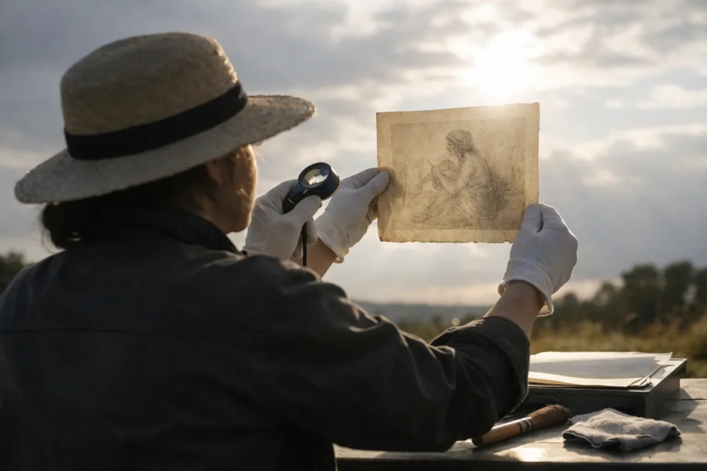 Une œuvre sur papier craint la lumière plus que la poussière